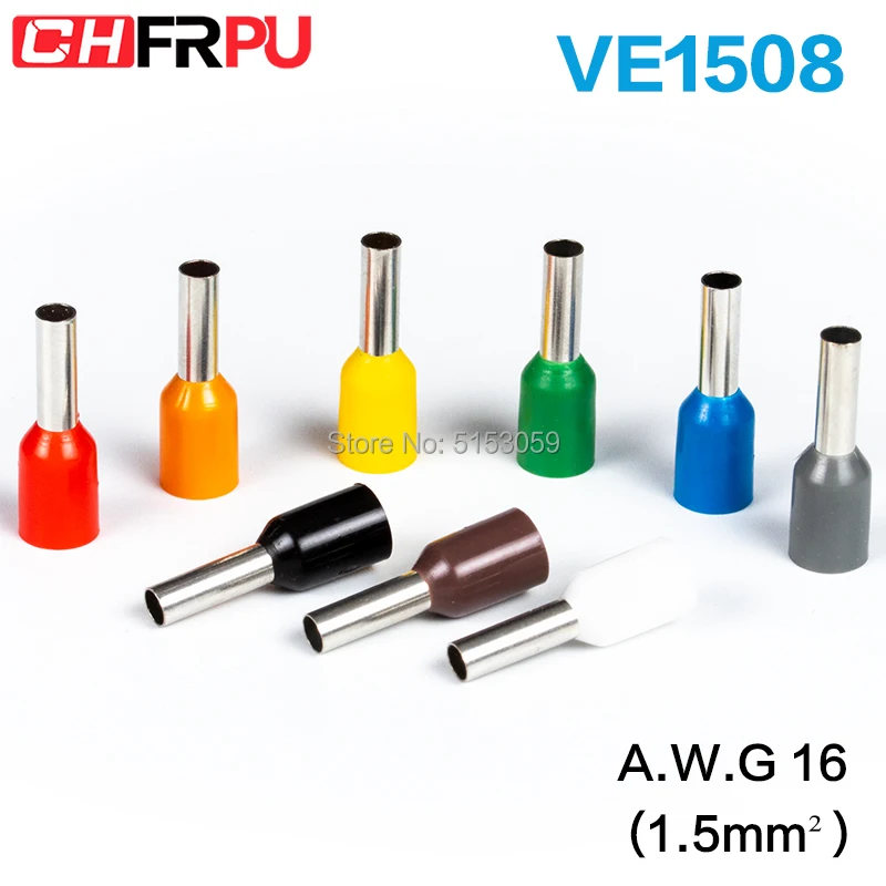 100 шт. E1508 Изолированные Наконечники Клеммная колодка шнур концевой провод соединитель Электрический обжимной концевой провод для 1, 5 мм2, 16 AWG