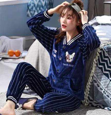 model 24 Одежда для сна, пижама femme feminino, ночная одежда, серый, белый цвет, комплекты, теплая Пижама с капюшоном для влюбленных, женская, мультяшная, коралловый флис, комплект для отдыха - Цвет: model 24