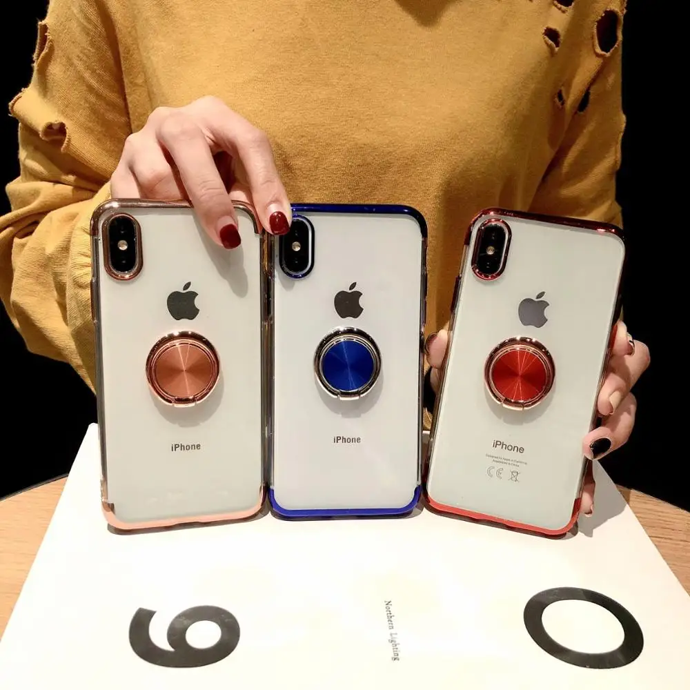 Мягкий ударопрочный чехол из ТПУ с покрытием для телефона iPhone 11 Pro Max 12 кольцом