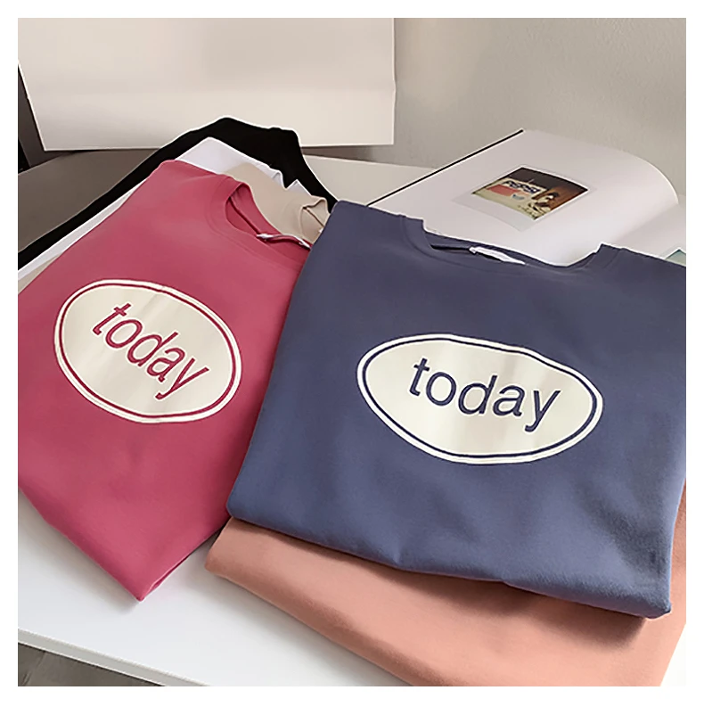 

Women's T-shirt Letter Top Short Sleeve O-collar T Shirt Fashion Tees Loose Tops Casual 2021 Summer New Plus Size 10037