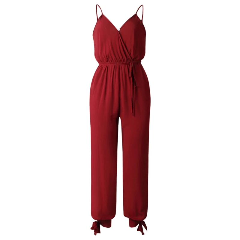 Hot Casual Women Sleeveless Loose Baggy Trousers Overalls Pants Solid Romper Jumpsuit Backless V-neck Women's Floral Clubwear