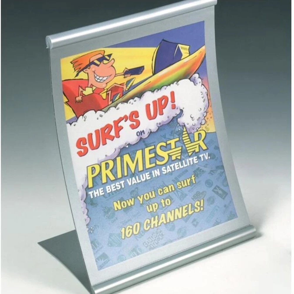 Металлический изогнутый держатель знака 80x120 мм подставка настольная изогнутая