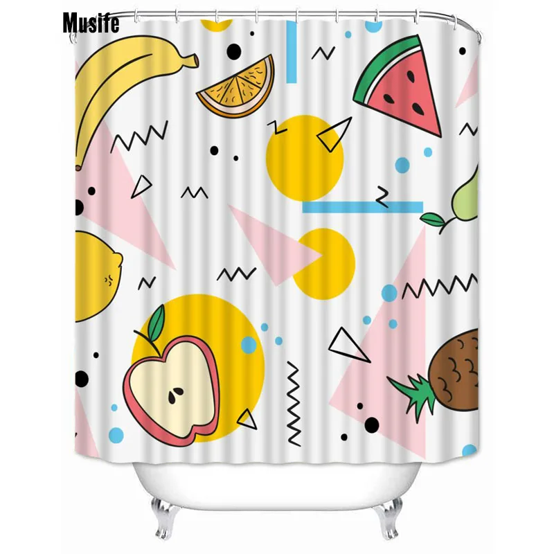 

Musife Custom High Quality Fruit Banana Shower Curtain Waterproof Bathroom Polyester Fabric Bathroom Curtain