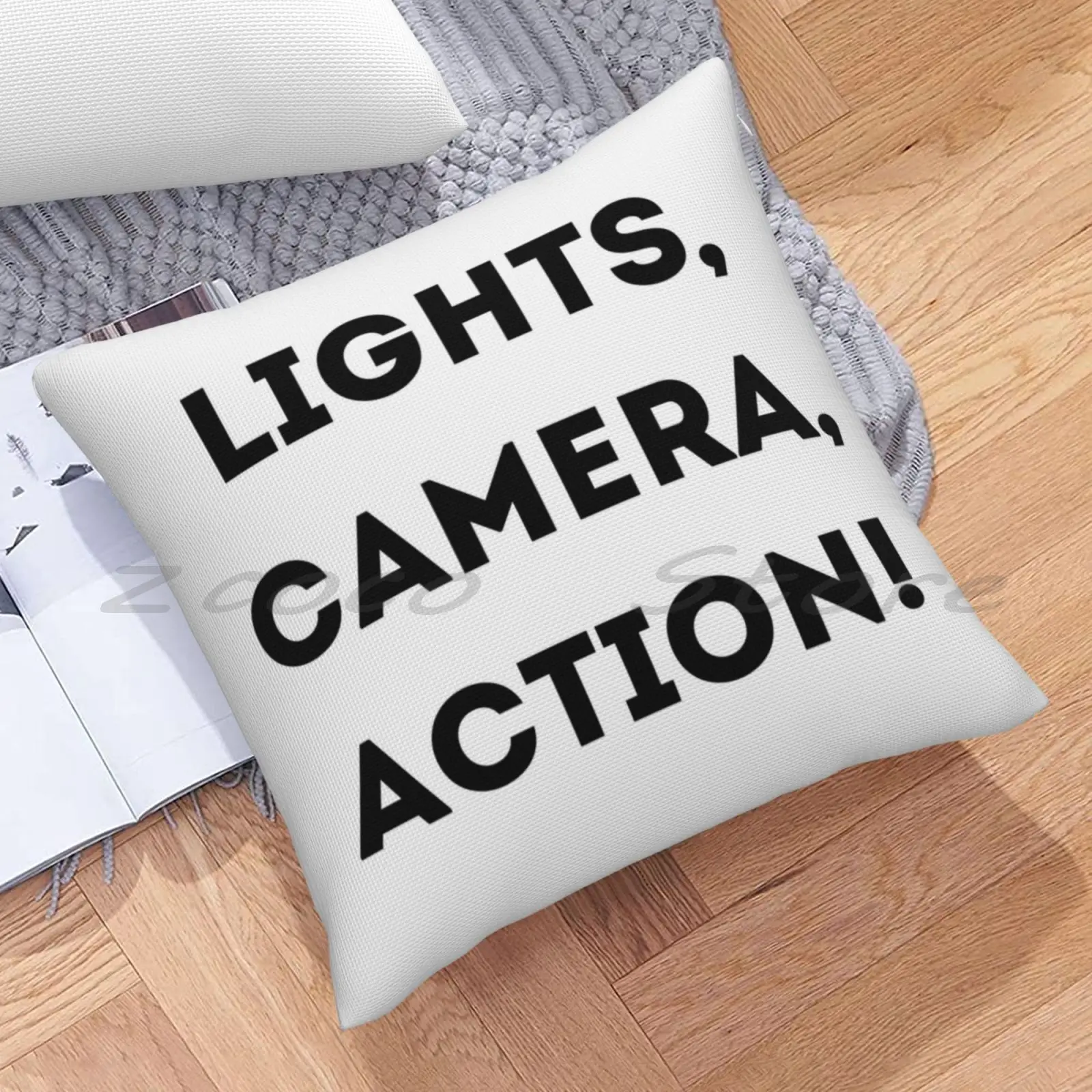 Свет камера экшн! Чехол-наволочка из льняной плюшевой бархатной ткани с принтом