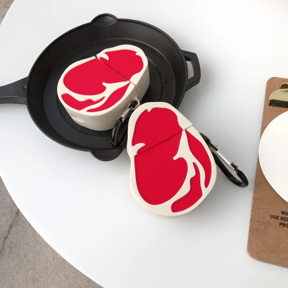 3D Filet Mignon дизайн наушники защитные аксессуары чехол для Apple Airpods 1/2 силиконовый