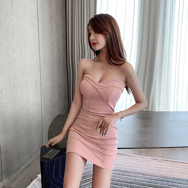 

Real Shot 2020 New Fashion Women's Low-Cut Slim Fit Hip Sexy Tube Top Dress