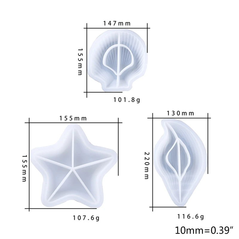 

Crystal Epoxy Resin Mold Starfish Conch Shell Plate Dish Ashtray Silicone Mould