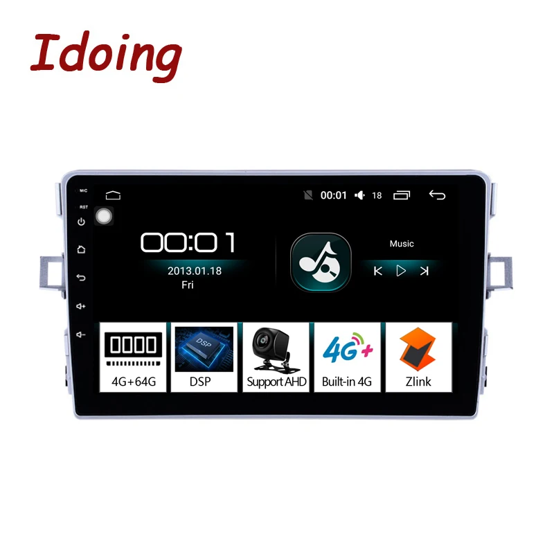Автомобильный мультимедийный плеер Idoing 9 &quot 4G + 64G 2.5D ips Восьмиядерный Android радио