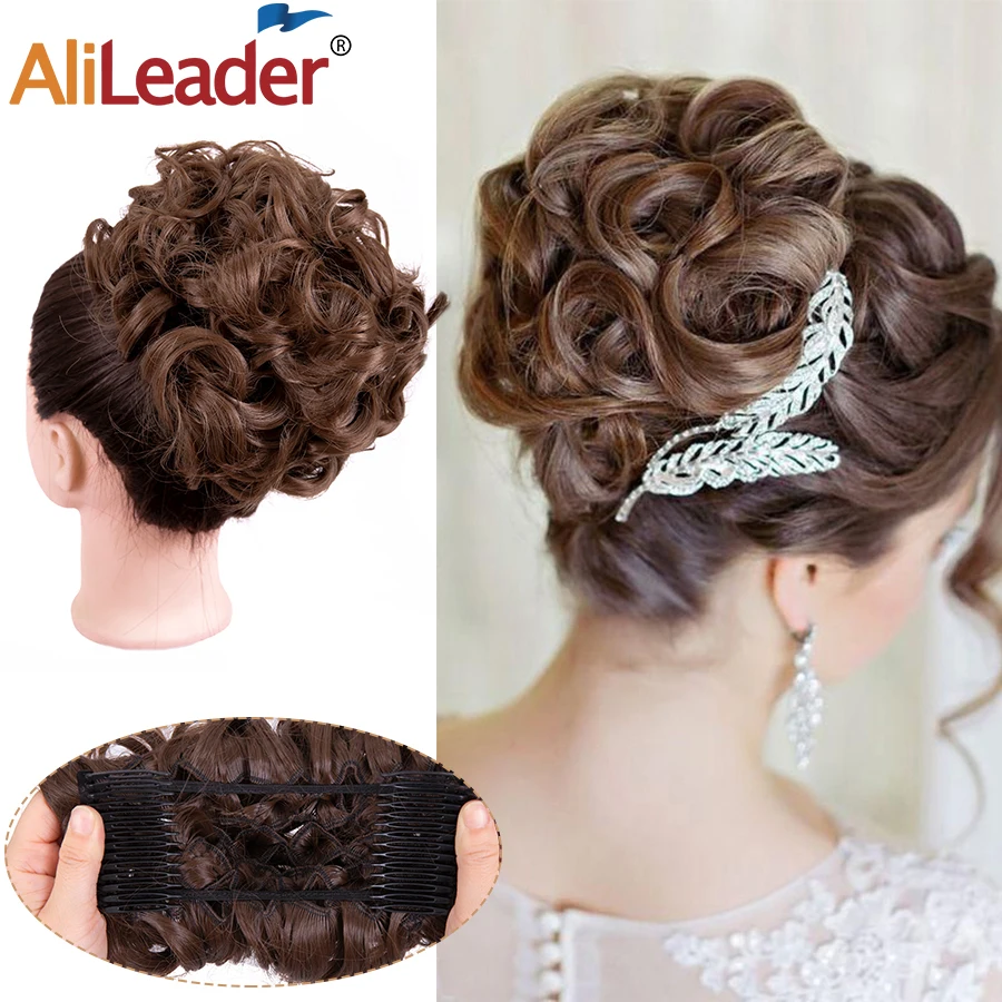 

Alileader Large Comb Hair Bun Synthtic Curly Ponytail Bun For Women 40 Colors Updo Cover Chignon Hairpiece Messy Bun Hair
