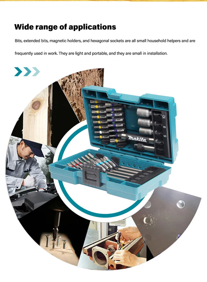 Makita Impact Screwdriver Color Box Drill Bit Set 43 6.35mm Combination Electric Original | Инструменты