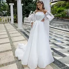 Женское платье из органзы, с пышными рукавами, без бретелек