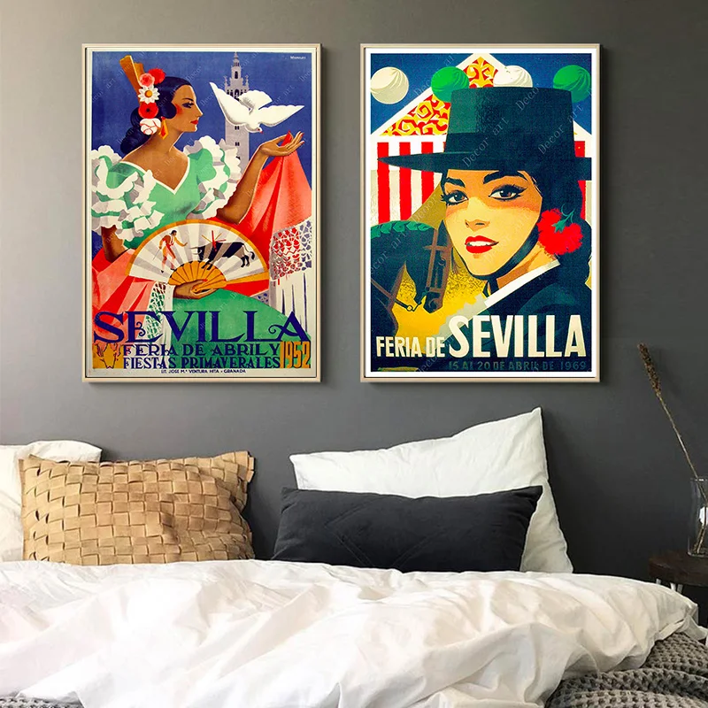Испанская Андалусия Севилья путешествия холст картины винтажные крафт плакаты