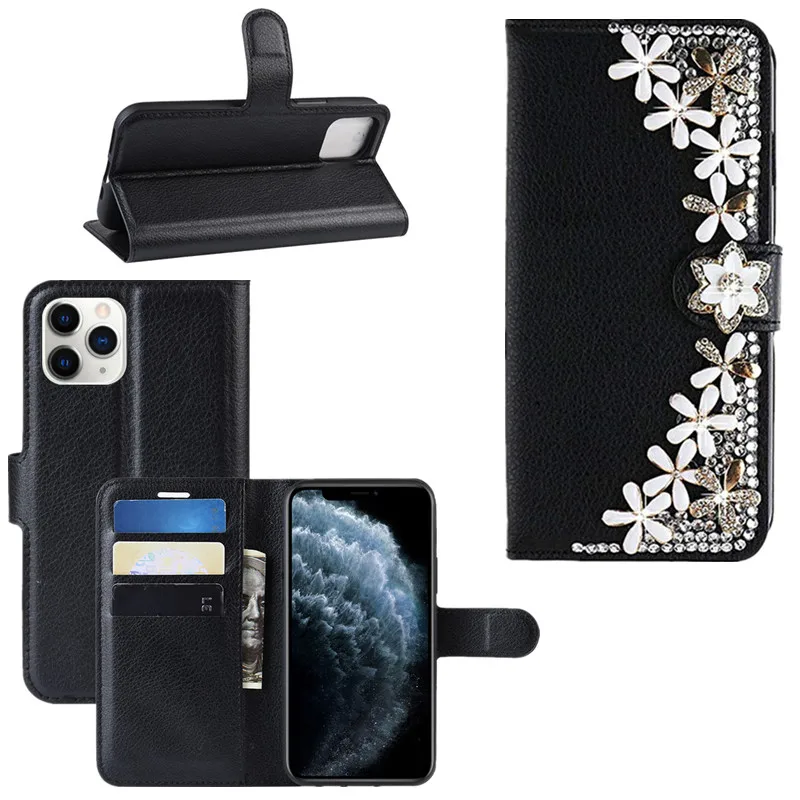 Чехол для Apple iphone 11 Pro Max чехол-книжка из искусственной кожи с бриллиантами