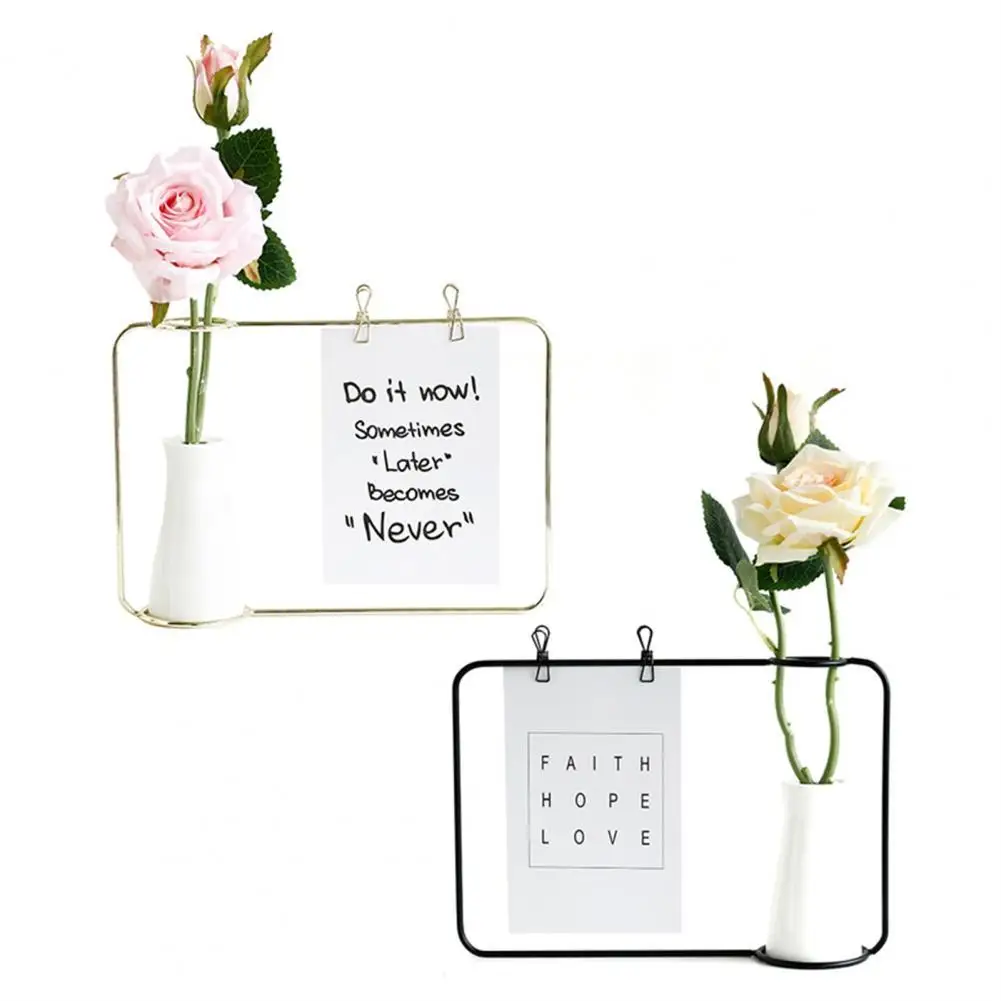 

1 Set Picture Frame Chic Solid Color Decorative Convenient Use Picture Holder with Vase for Home Photo Frame Picture Holder