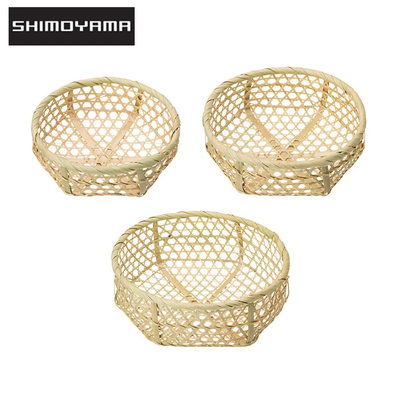 

SHIMOYAMA Handmade Bamboo Storage Basket Round Bread Picnic Vegetable Food Storage Organizer Basket Home Food Serving Tray