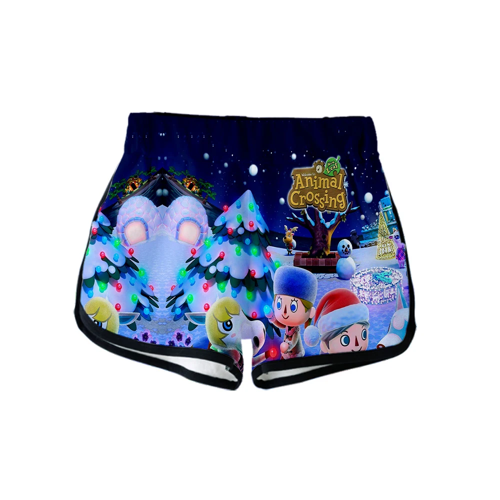 

2021 summer new Sports shorts ladies summer new 3D cartoon shorts casual ladies elastic waist beach animal crossing clothes