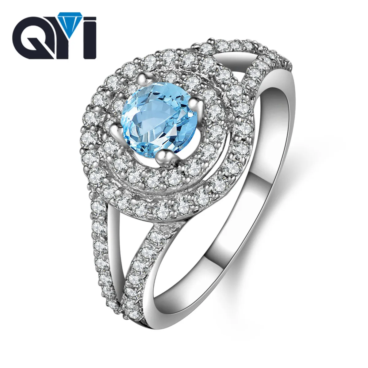 Драгоценный камень 925 пробы серебряные кольца роскошные женские 0 8 карат Круглые