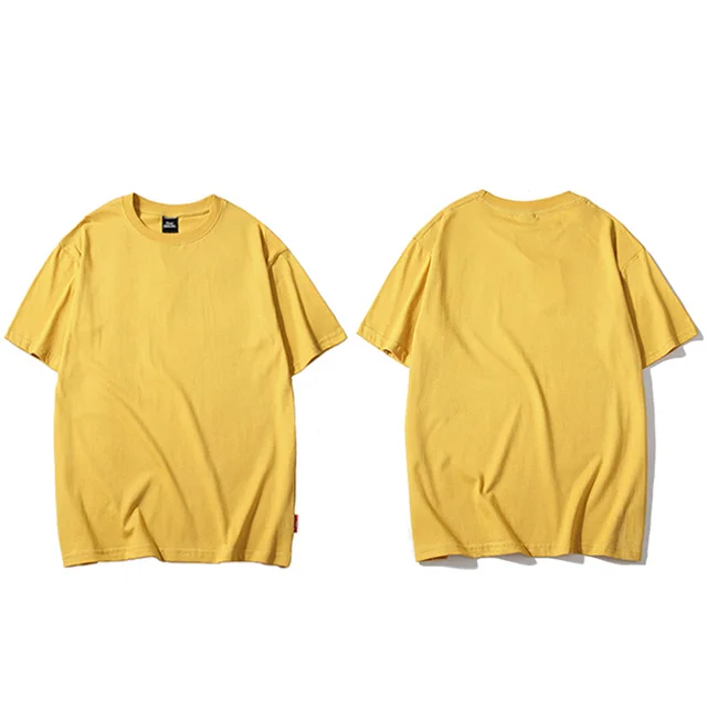 A188001 Yellow Простая футболка в стиле Харадзюку, лето, хип-хоп футболка, 100 хлопок, мужские зеленые футболки, уличная одежда, Повседневные базовые топы, футболки с коротким рукавом - Цвет: A188001 Yellow