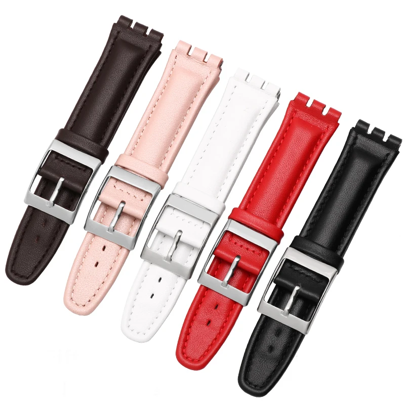 

17mm 19mm Special interface strap genuine leather female wristband with clasp replacement watchband for Swatch band accessories