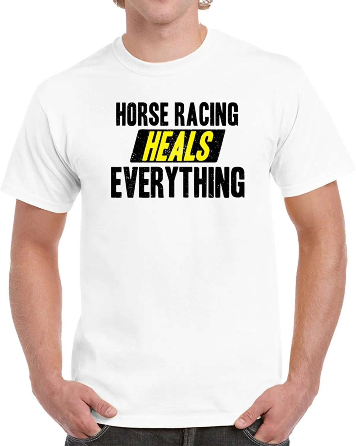 

Horse Racinger Heals Everything Unisex Men Brand Clothihng Top Quality Fashion Mens T Shirts 100%CottonT-Shirt Casual