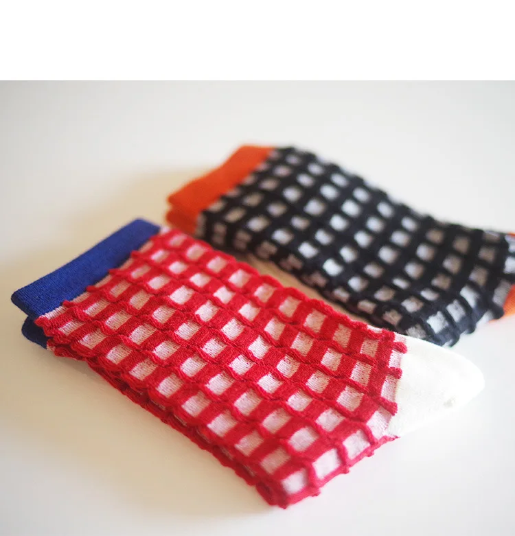 

NEW Kawaii Cute Fairy Tale Fashions Gifts for Women Cotton Socks Color Harajuku Matching Check Stripes Casual Winter Autumn Sock