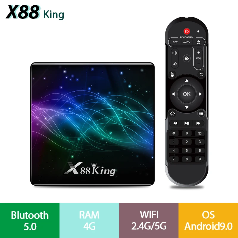 ТВ приставка X88 King Android 9 0 BoAmlogic S922X 4 Гб DDR4 ОЗУ 128 ПЗУ 1000 м LAN Wi Fi bluetooth 5 4K|ТВ-приставки