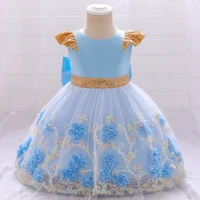 blue sequin belt toddler christmas birthday dress for 1 year baptism baby girl dresses party wedding princess dress vestidos