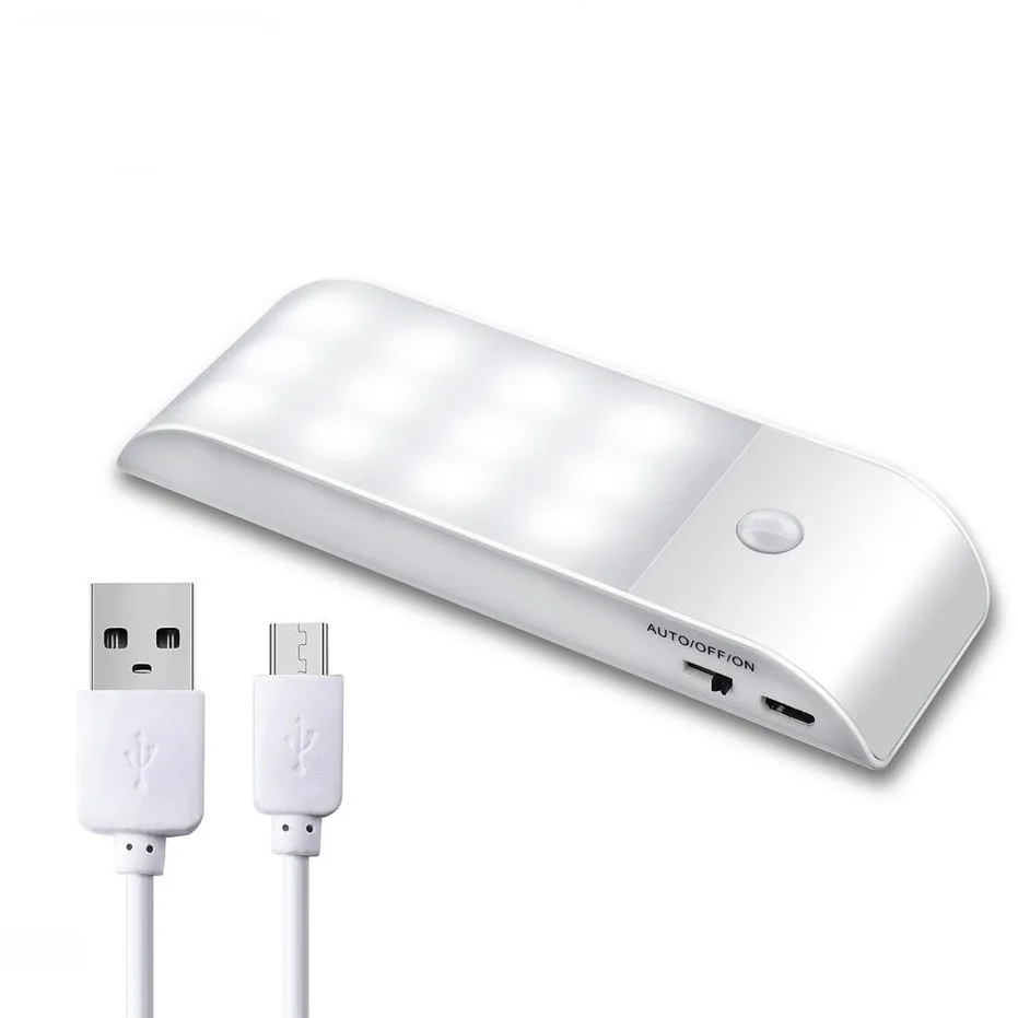 

Under Cabinet Night Lights Kitchen Lighting IR Motion Sensor 12LEDS smd5730 Night Lights USB Chargeable Stair Light Closet Lamp