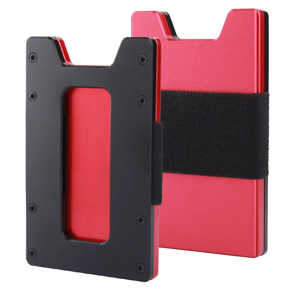Black Red Минималистичный тонкий кошелек из углеродного волокна для мужчин и женщин, тонкий кошелек с передним карманом и кредитный держатель для карт, блокировка RFID - Цвет: Black Red