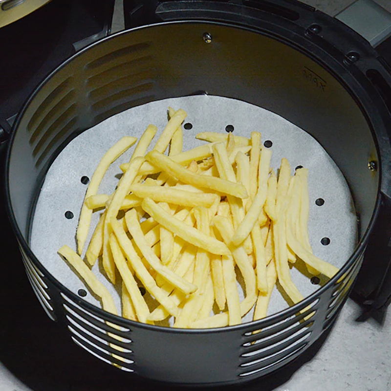 

100pcs 7/8/9 Inch Air Fryer Steamer Liners Perforated Non-stick Steaming Basket Mat Baking Barbecue Food Mat Kitchen Accessories