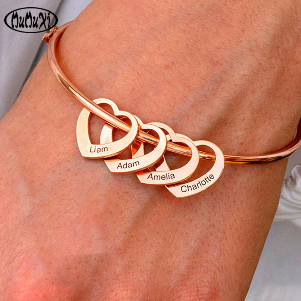 

2021 New Women Bracelet Multi-Name Love Pendant Stainless Steel Jewelry Family Bracelet Personalized Gift For Mother