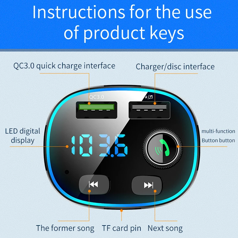 YIBEIAK FM передатчик модулятор Bluetooth 5 0 hands free автомобильный комплект аудио mp3 плеер