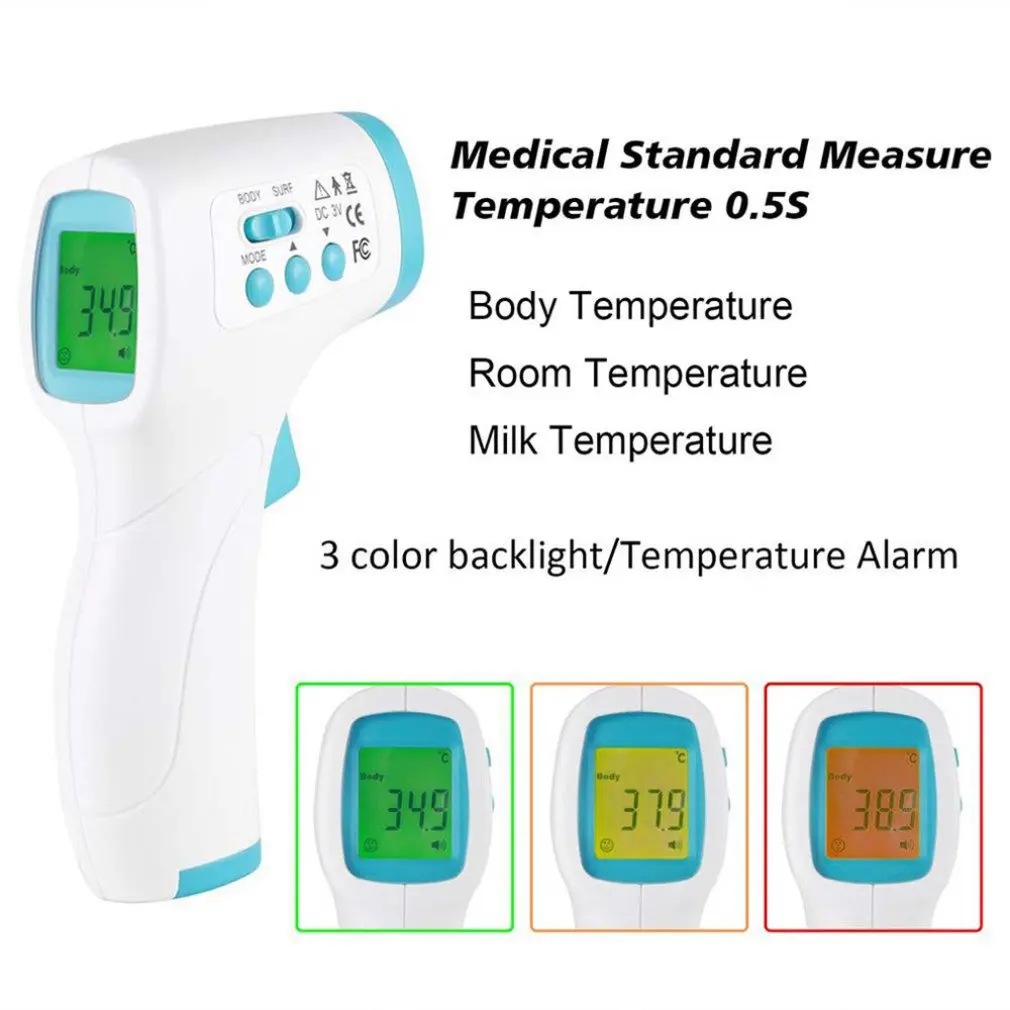 

Portable Infrared Thermometre Digital Laser IR Temperature Meter Non-contact Thermometro Gun LCD Display with Fever Alarm