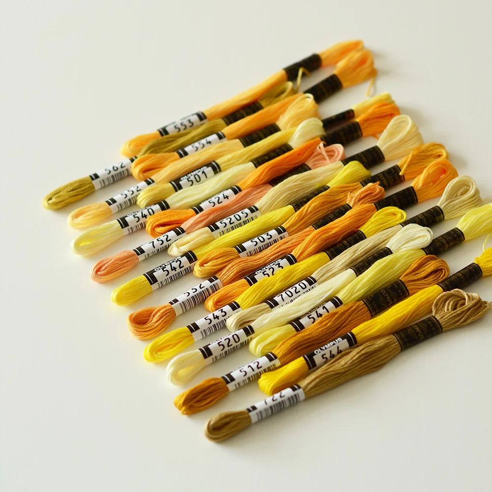 

Japan OLYMPUS NO.25 Embroidery yellow series thread French embroidery thread 19pcs/lot