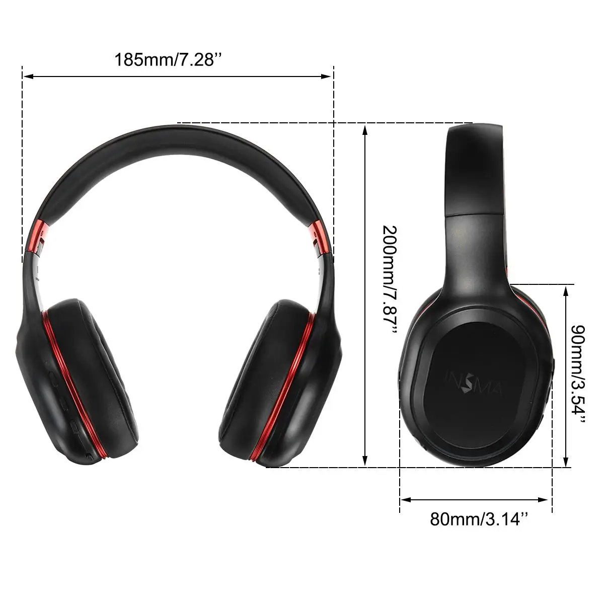 

INSMA Wireless bluetooth Over-Ear Headphones Colorful RGB LED Light Foldable 40Hours Gaming Headset with Mic For Gamer PC Phones