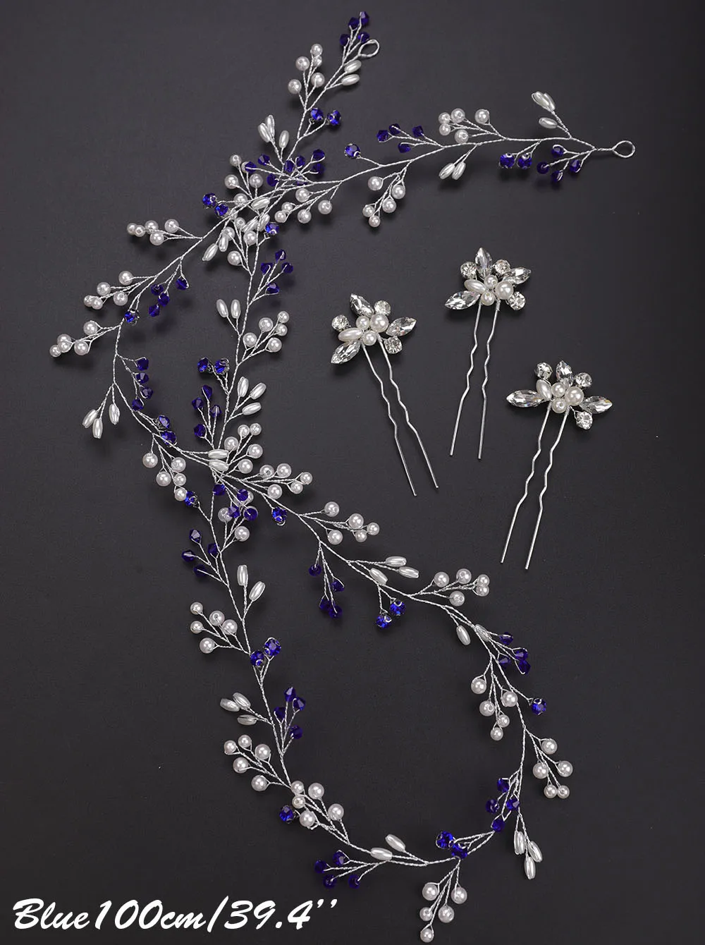 Свадебные волосы лоза и шпилька набор синий красный фиолетовый стразы жемчужные