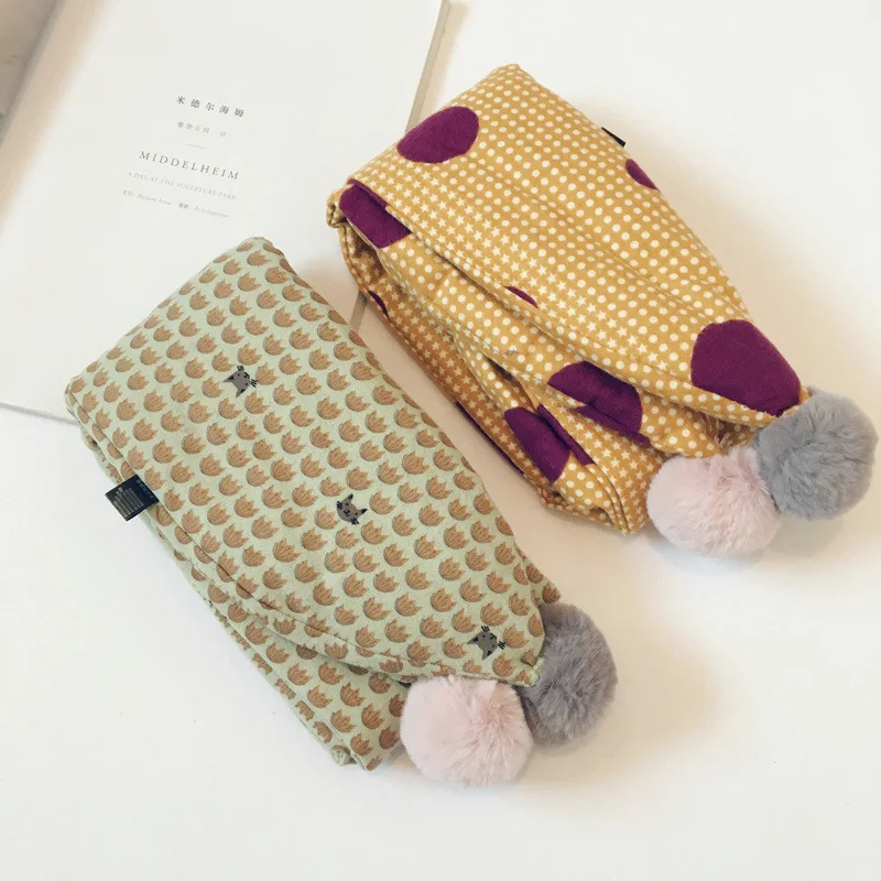 Корейский Новый стеганый толстый зимний шарф для ребенка с мультяшным принтом