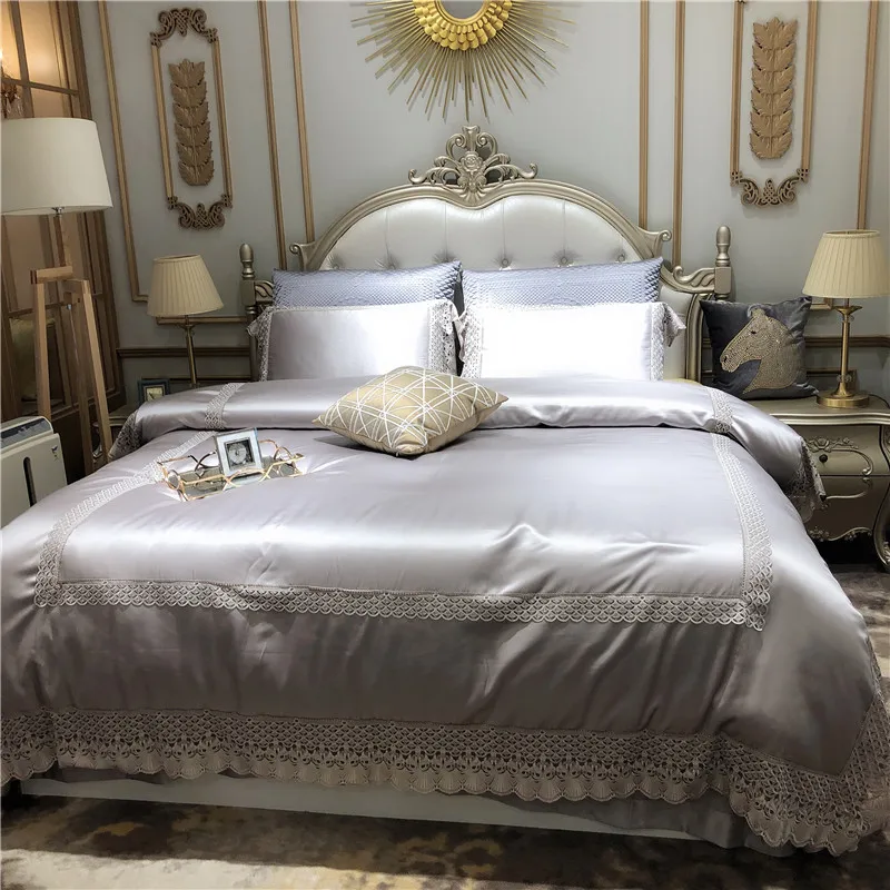 Роскошный набор детской одежды из хлопка 800TC серое шелковое постельное белье