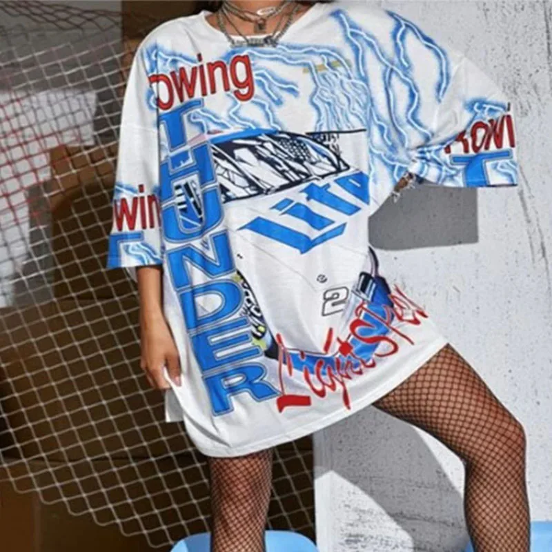 

High Fashion Punk Style Goth T Shirts Graphic Tee Letter Printing Oversized Vintage Streetwear Woman Fashion Korean Summer Tops