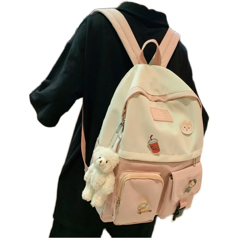 

Candy Cute Backpack Women Harajuku Kawaii Backpacks For School Teenagers Girls Panelled School Bags Korean Ladies Bookbag 2021