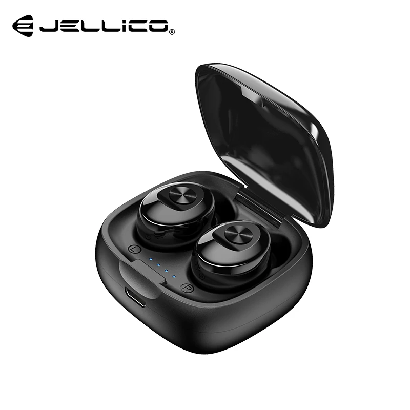 Черный Jellico, настоящие беспроводные наушники, TWS, Bluetooth наушники, 5,0, свободные руки, наушники, спортивные, 3D, бас, водонепроницаемые, гарнитура с зарядным устройством - Цвет: Черный