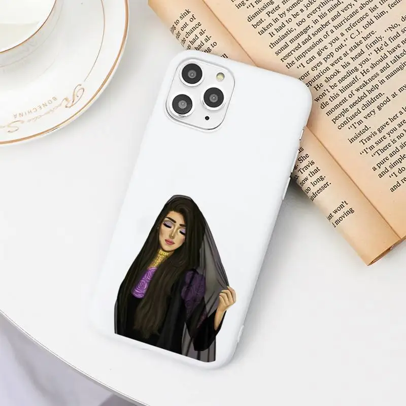 

Muslim Islamic Arab Hijab Face Girl Eyes Phone Case Candy Color for iPhone 6 7 8 11 12 s mini pro X XS XR MAX Plus