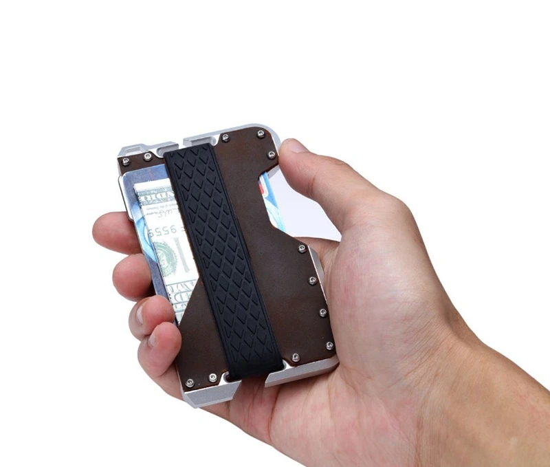 Винтажные алюминиевые женские Rfid держатели для кредитных карт, ID, Crazy Horse, натуральная коровья кожа, маленькие RFID блокирующие мужские кошельки, чехол