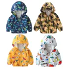 Детская ветровка с капюшоном, на молнии, с мультяшным динозавром