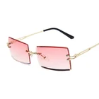 Солнцезащитные очки без оправы женские, квадратные Роскошные брендовые зеркальные солнечные очки с металлическим градиентом, модные дизайнерские