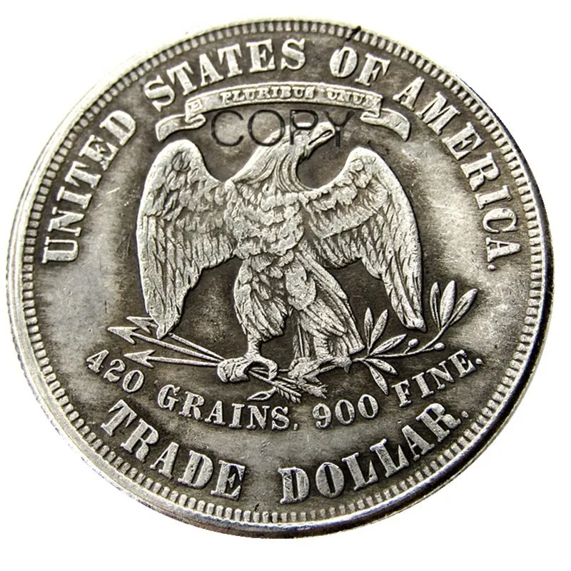

US 1877 Trade Dollar Silver Plated Copy Coin