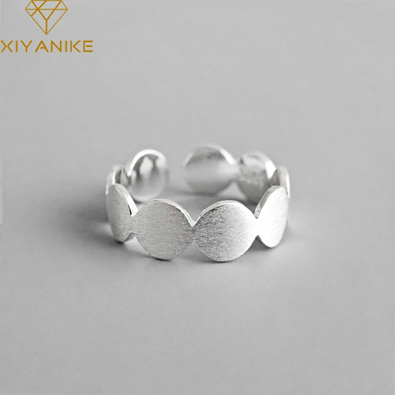 

Goldria 925 Sterling Silver Handmade Opening Ring Trendy Simple Brushed Geometric Circle Jewelry for Women Size 15mm Adjustable