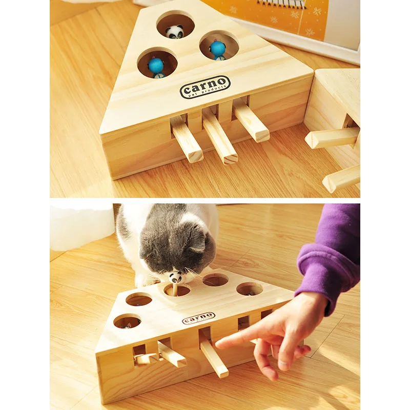 Забавные игрушки-пазлы для кошек твердый деревянный брусок игра-крот