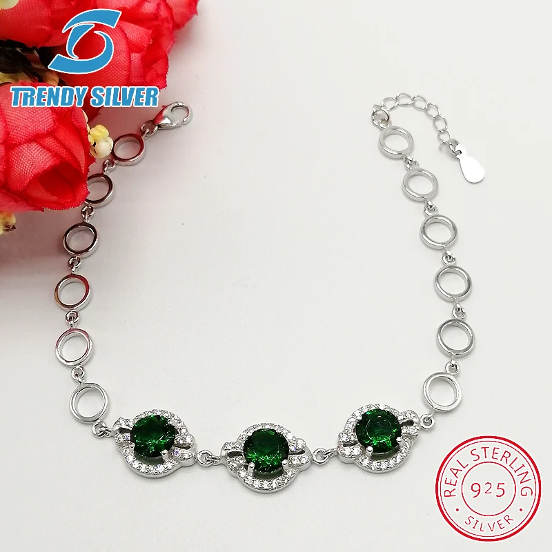 

925 sterling silver with cz zirconia braceles bracelet for woman gifts for women femme jewelry jewellery luxury fashion green