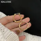 Женские серьги-кольца XIALUOKE, Винтажные серьги золотого цвета с металлическим шариком, модные вечерние ювелирные изделия